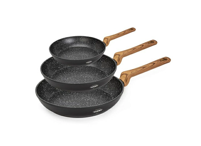 Bộ 3 chảo rán LUCKY GRANITE chống dính dùng cho bếp từ